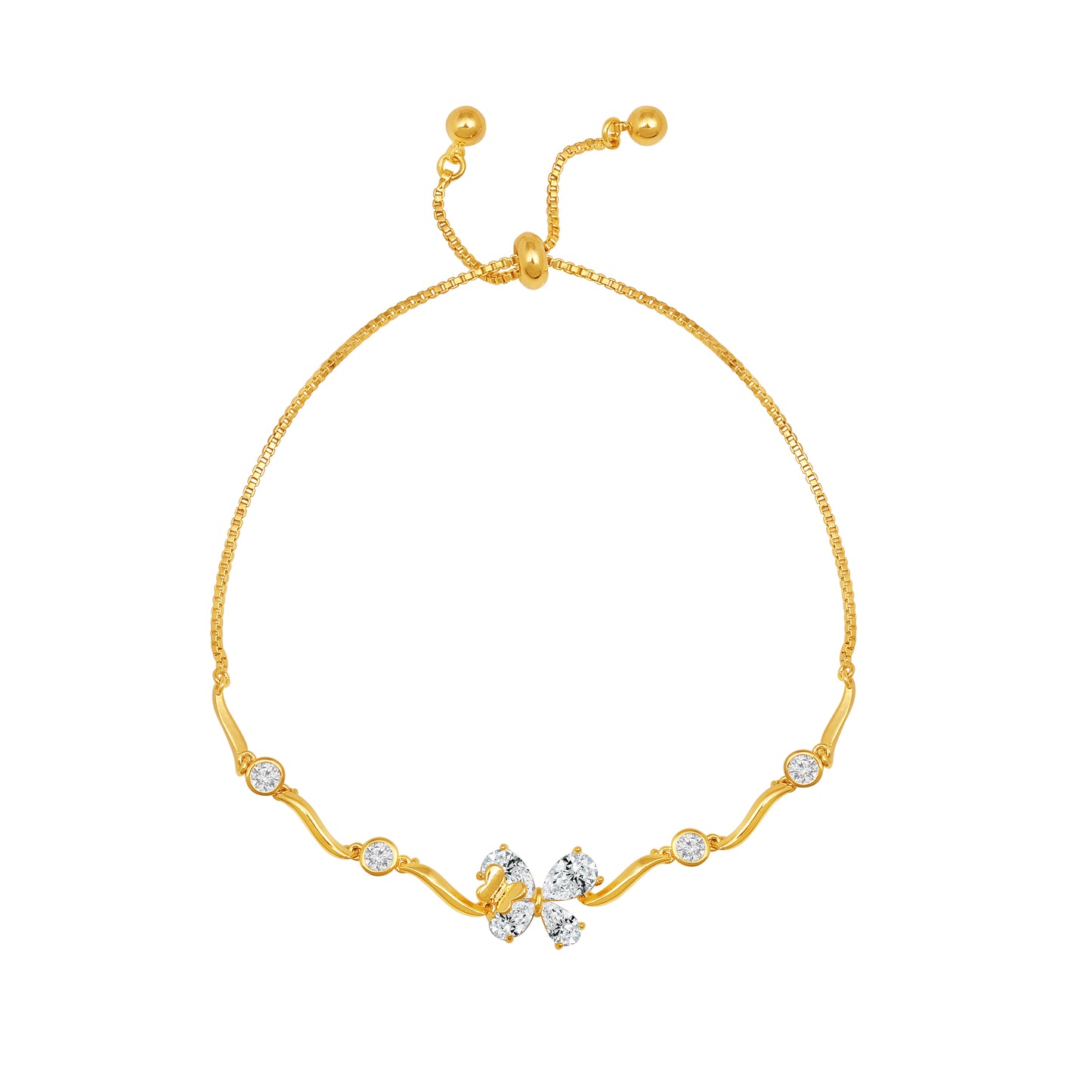 Elegant Floral 18KT Gold Plated Adjustable Bracelet