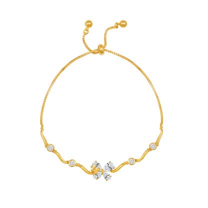 Elegant Floral 18KT Gold Plated Adjustable Bracelet