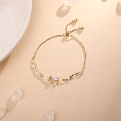 Elegant Floral 18KT Gold Plated Adjustable Bracelet