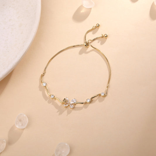 Elegant Floral 18KT Gold Plated Adjustable Bracelet