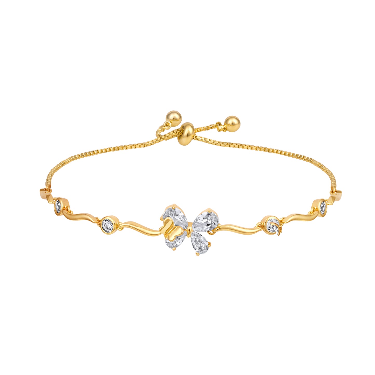 Elegant Floral 18KT Gold Plated Adjustable Bracelet