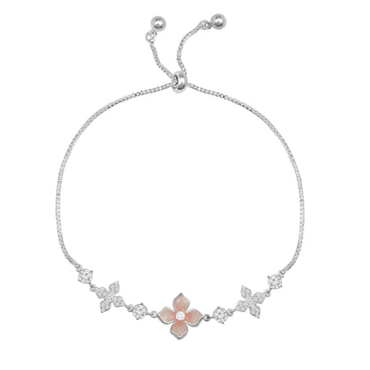 Flower Design Silver Plated Adjustable Bracelet