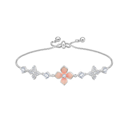 Flower Design Silver Plated Adjustable Bracelet