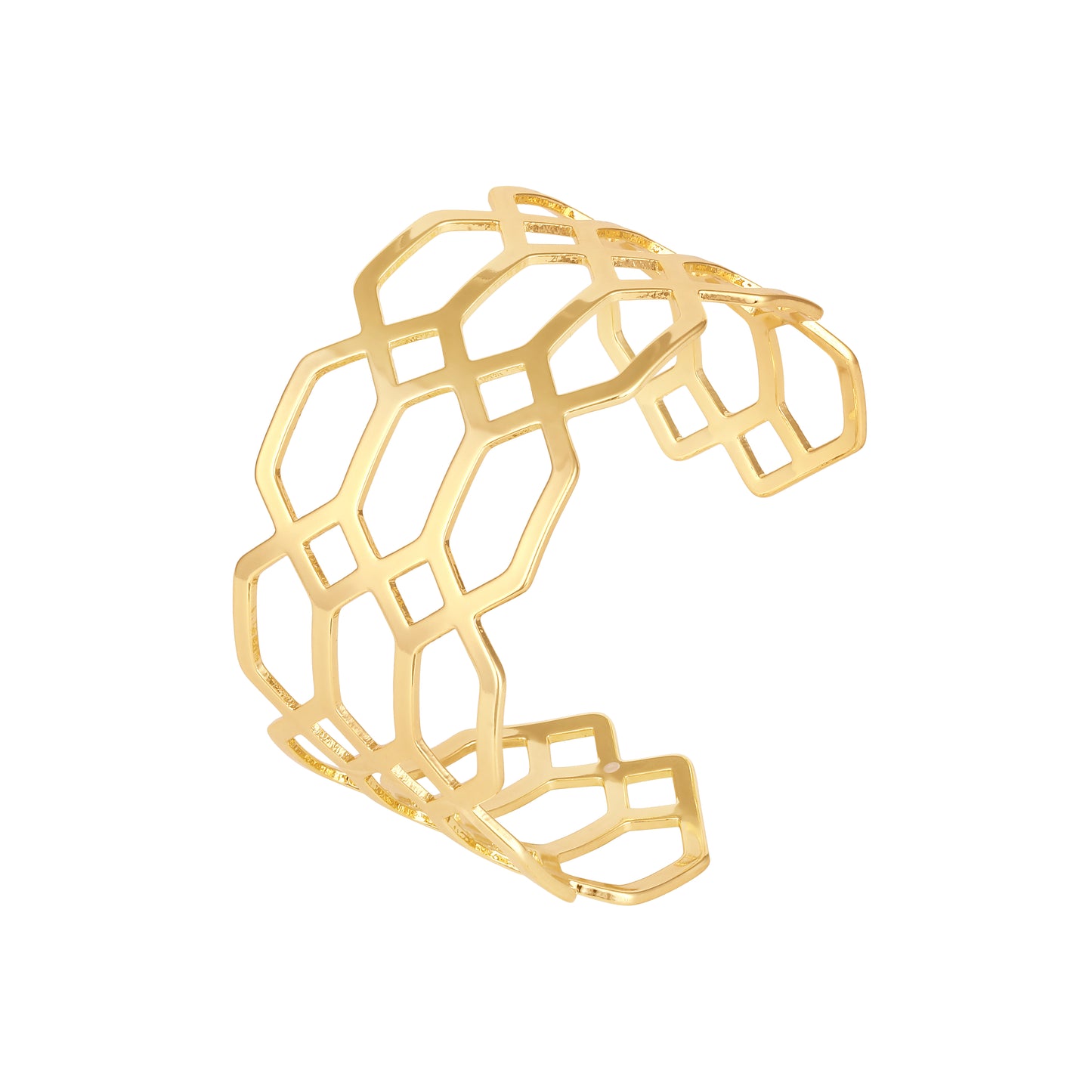 Wide Geometric 18KT Gold Plated Adjustable Cuff Bracelet