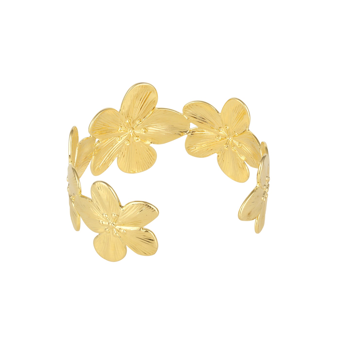 Flower Design 18KT Gold Plated Adjustable Cuff Bracelet