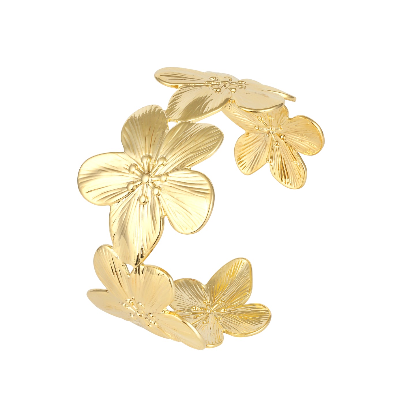 Flower Design 18KT Gold Plated Adjustable Cuff Bracelet