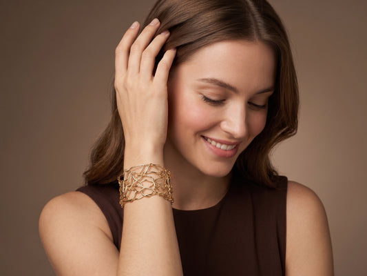 Organic Coral Web 18kt Gold Plated Adjustable Cuff Bracelet