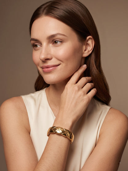 Quilted Couture 18kt Gold Plated Adjustable Cuff Bracelet