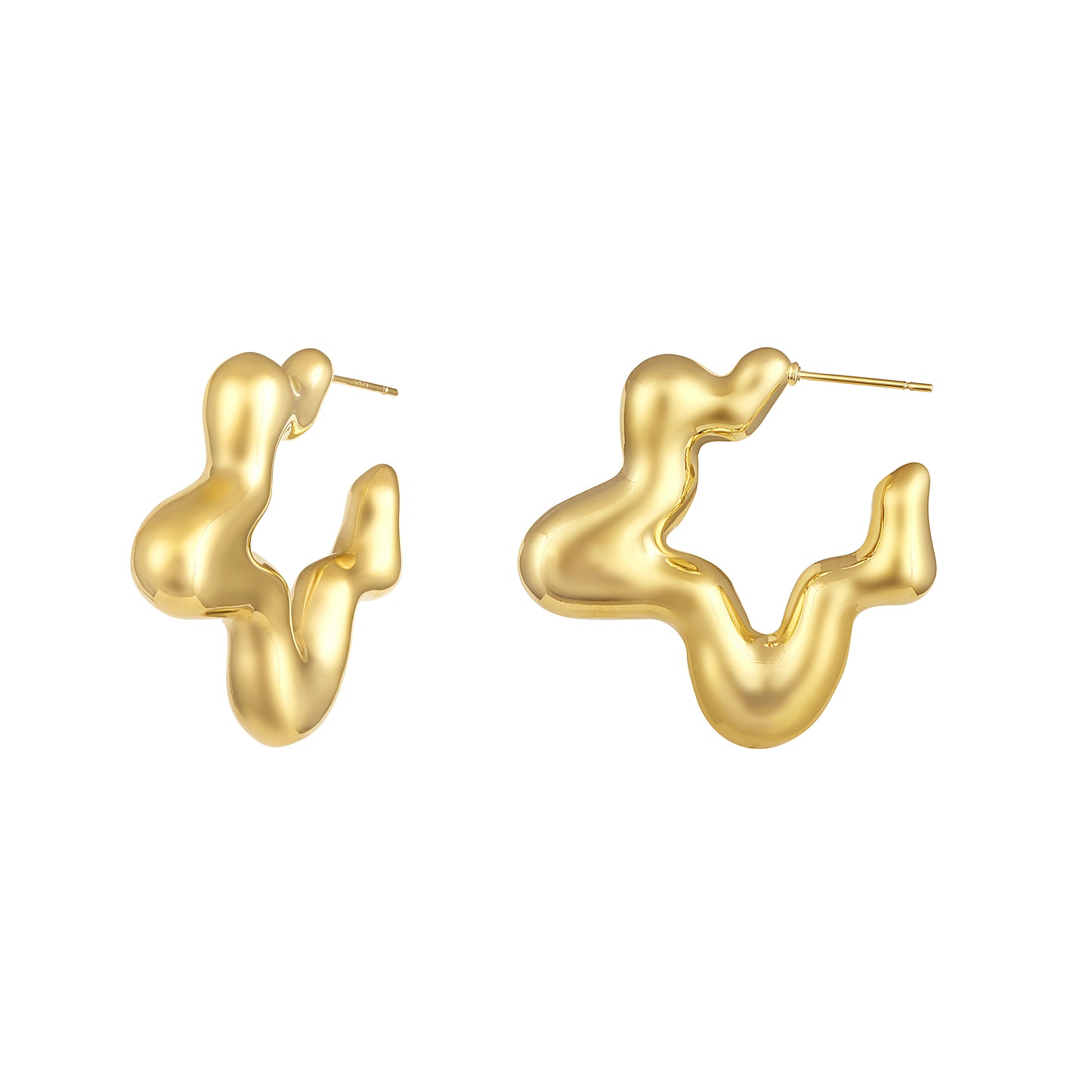 Melted Gold Sculptural Stud 18KT Gold Plated Earring