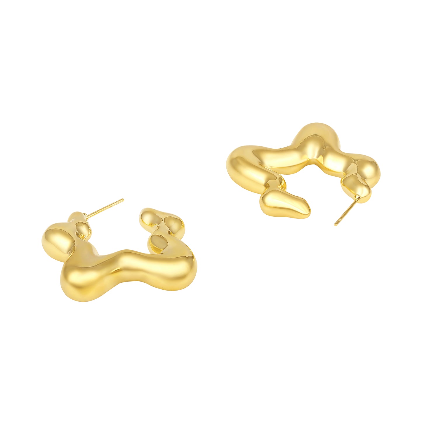 Melted Gold Sculptural Stud 18KT Gold Plated Earring
