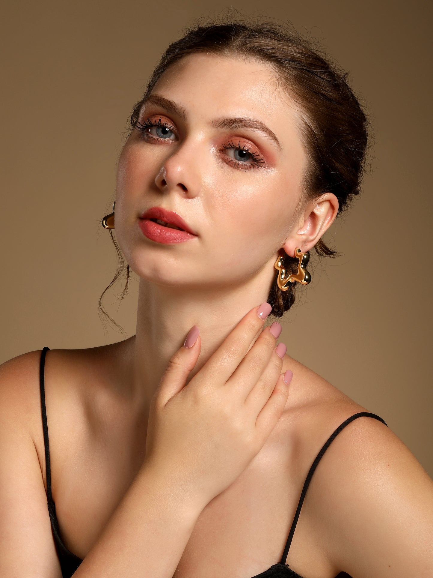 Melted Gold Sculptural Stud 18KT Gold Plated Earring