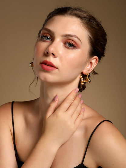 Melted Gold Sculptural Stud 18KT Gold Plated Earring