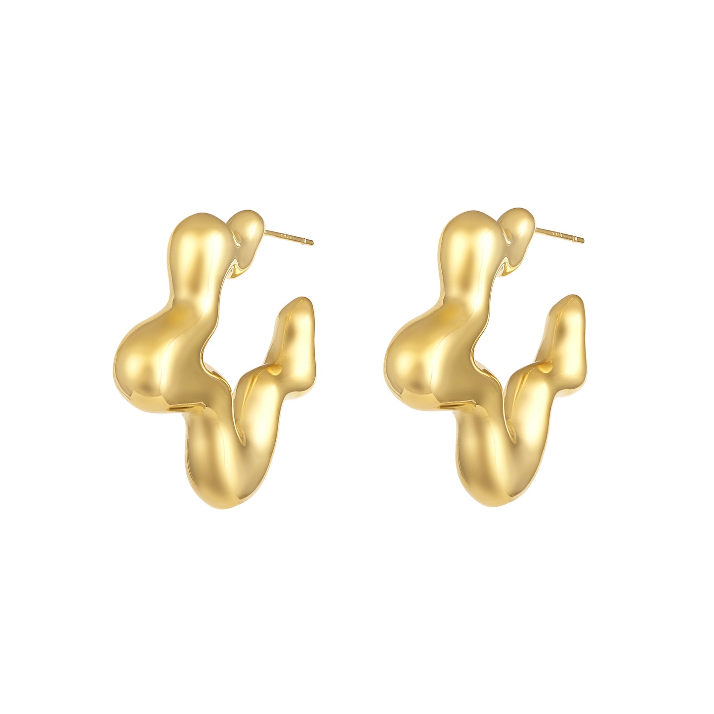Melted Gold Sculptural Stud 18KT Gold Plated Earring