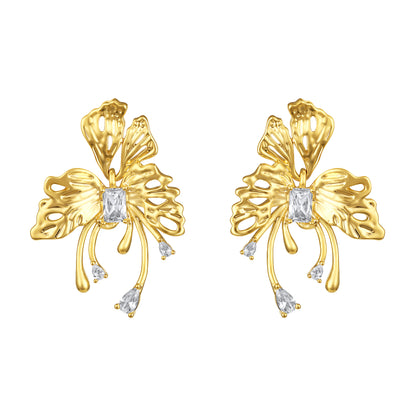 Chunky Butterfly Design 18KT Gold Plated Zircon Dangle Earring