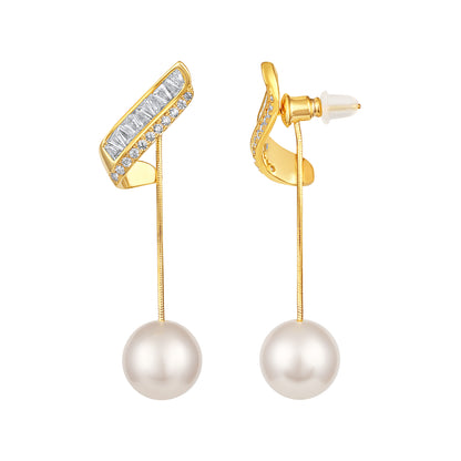 Pearl Drop Design 18KT Gold Plated Zircon Earring