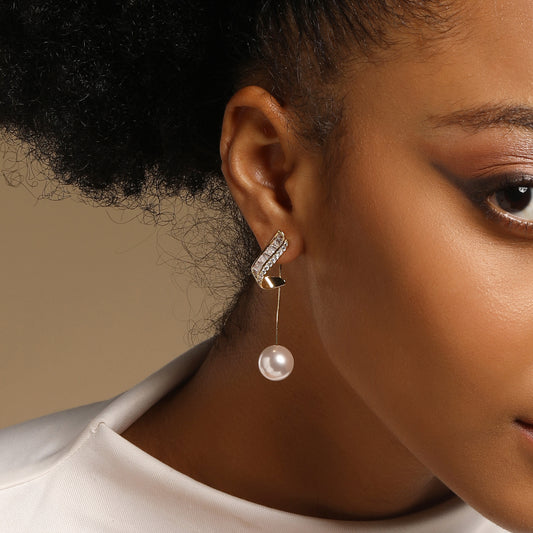 Pearl Drop Design 18KT Gold Plated Zircon Earring