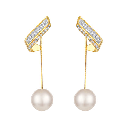 Pearl Drop Design 18KT Gold Plated Zircon Earring
