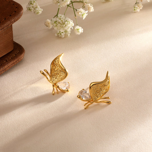 Flying Bird 18KT Gold Plated Zircon Dangle Earring