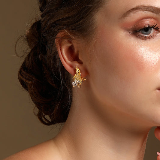 Flying Bird 18KT Gold Plated Zircon Dangle Earring