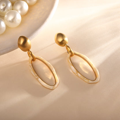 Oval Hoop Earrings 18KT Gold Plated Statement Earring
