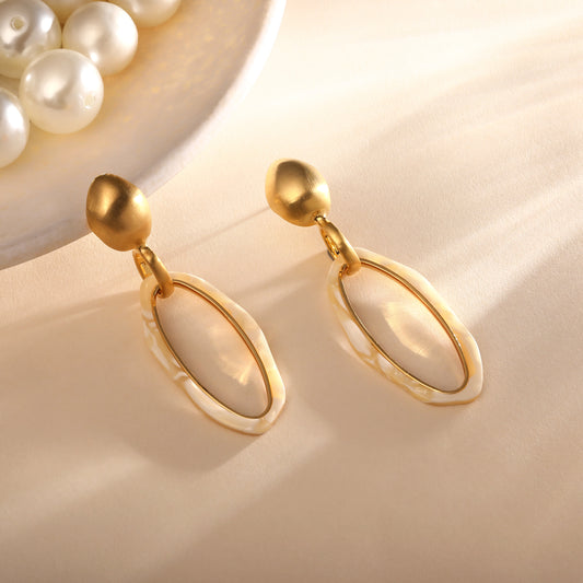 Oval Hoop Earrings 18KT Gold Plated Statement Earring