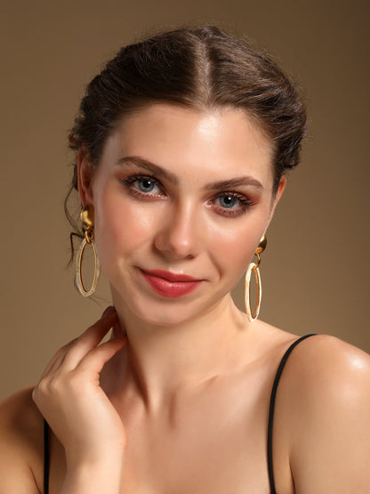 Oval Hoop Earrings 18KT Gold Plated Statement Earring