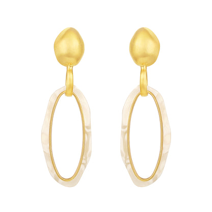 Oval Hoop Earrings 18KT Gold Plated Statement Earring