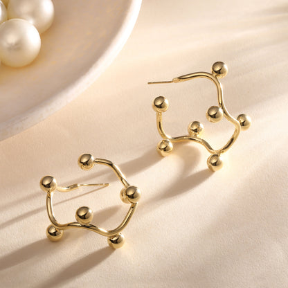 Golden Balls Arch Shape 18KT Gold Plated Designer Earring