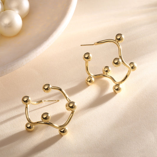 Golden Balls Arch Shape 18KT Gold Plated Designer Earring