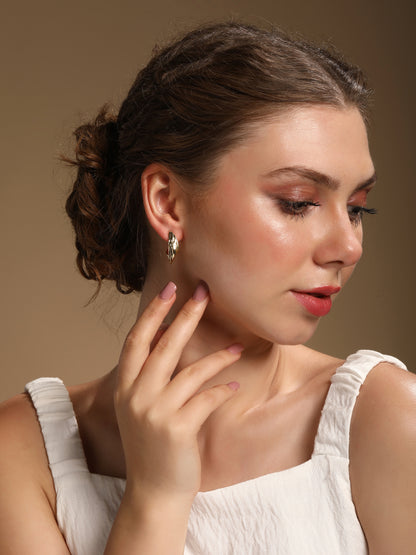 Textured Wide Curved 18KT Gold Plated Bold Sculptural Earring