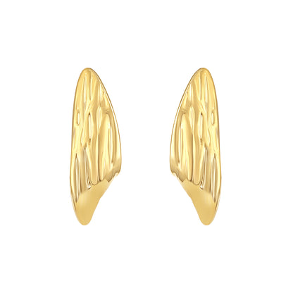 Textured Wide Curved 18KT Gold Plated Bold Sculptural Earring