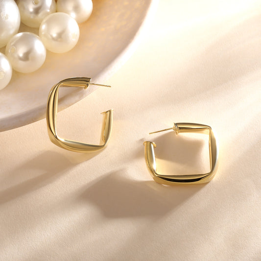 Voguish Square Shape 18KT Gold Plated Dangle Earring