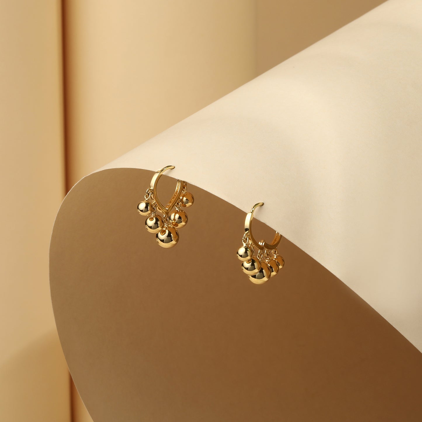Golden Balls Drop Shape 18KT Gold Plated Dangle Earring