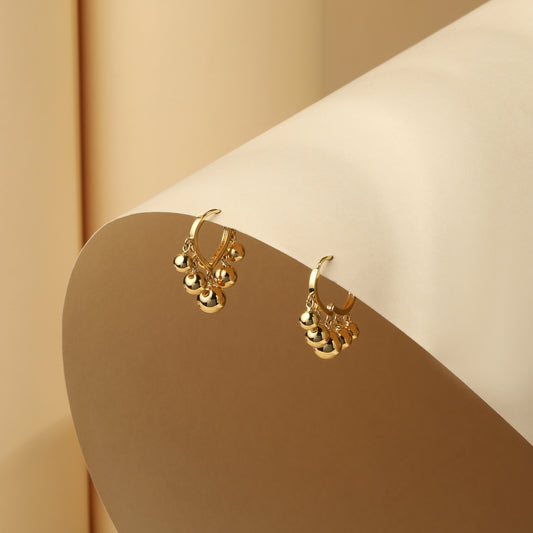 Golden Balls Drop Shape 18KT Gold Plated Dangle Earring