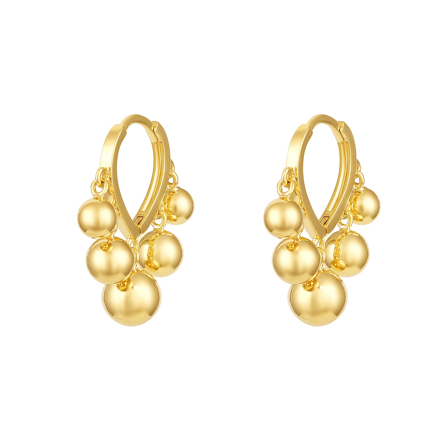 Golden Balls Drop Shape 18KT Gold Plated Dangle Earring