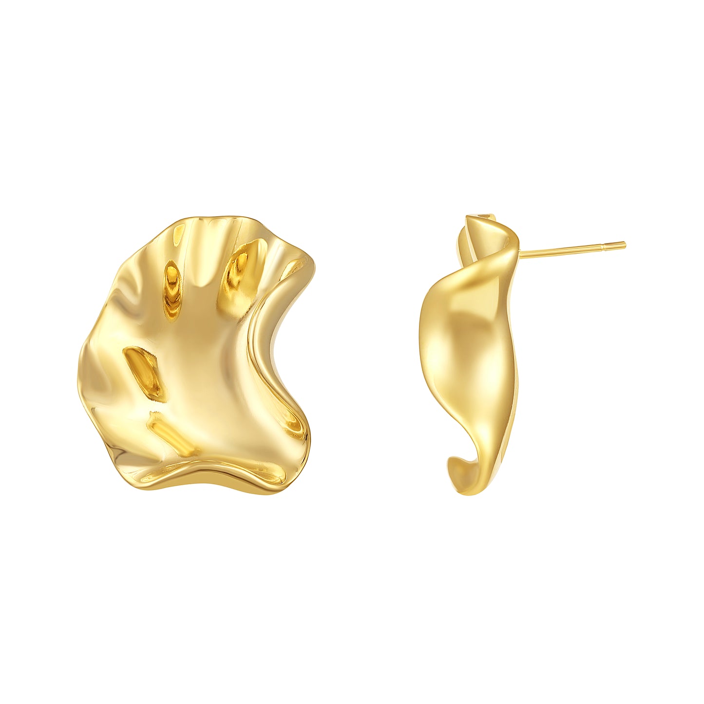 Irregular Fold Shape 18KT Gold Plated Statement Earring
