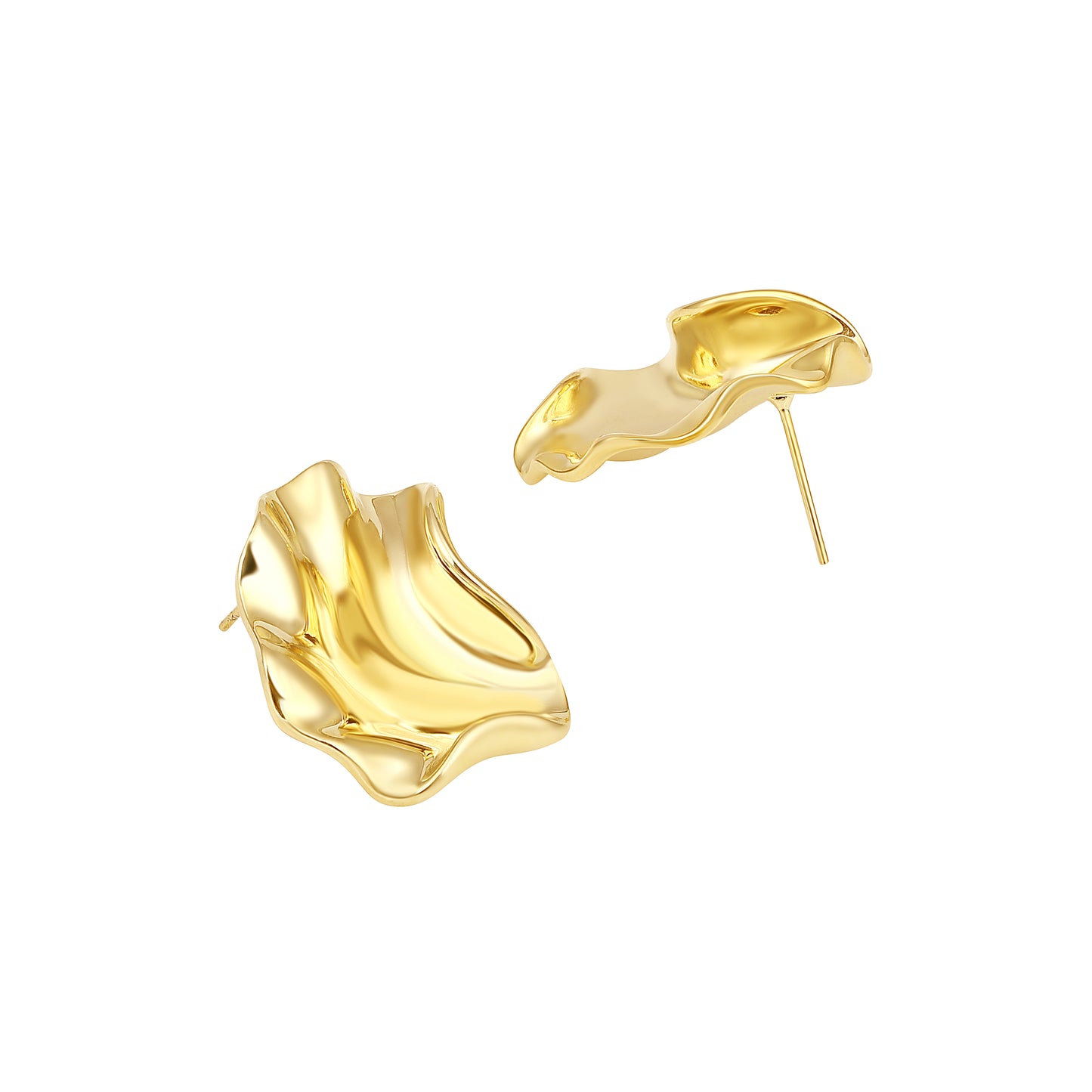 Irregular Fold Shape 18KT Gold Plated Statement Earring