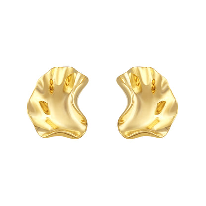Irregular Fold Shape 18KT Gold Plated Statement Earring