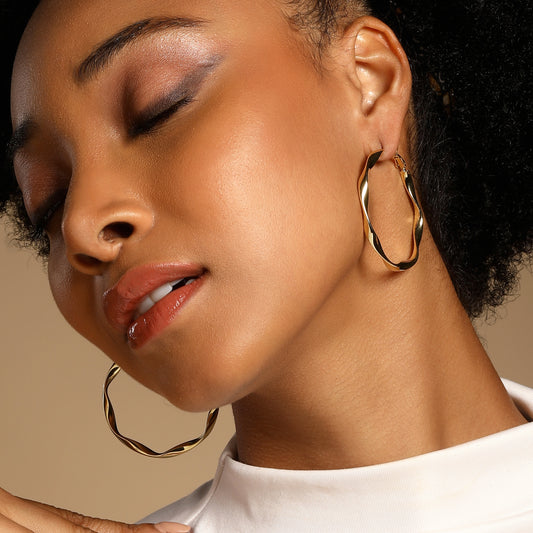 Twisted Hoop 18KT Gold Plated Modern Everyday Earring