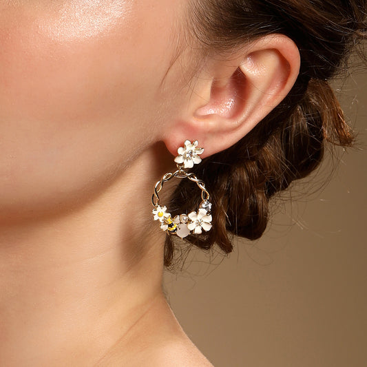 Garden Bloom Floral 18KT Gold Plated Zircon Dangle Earring