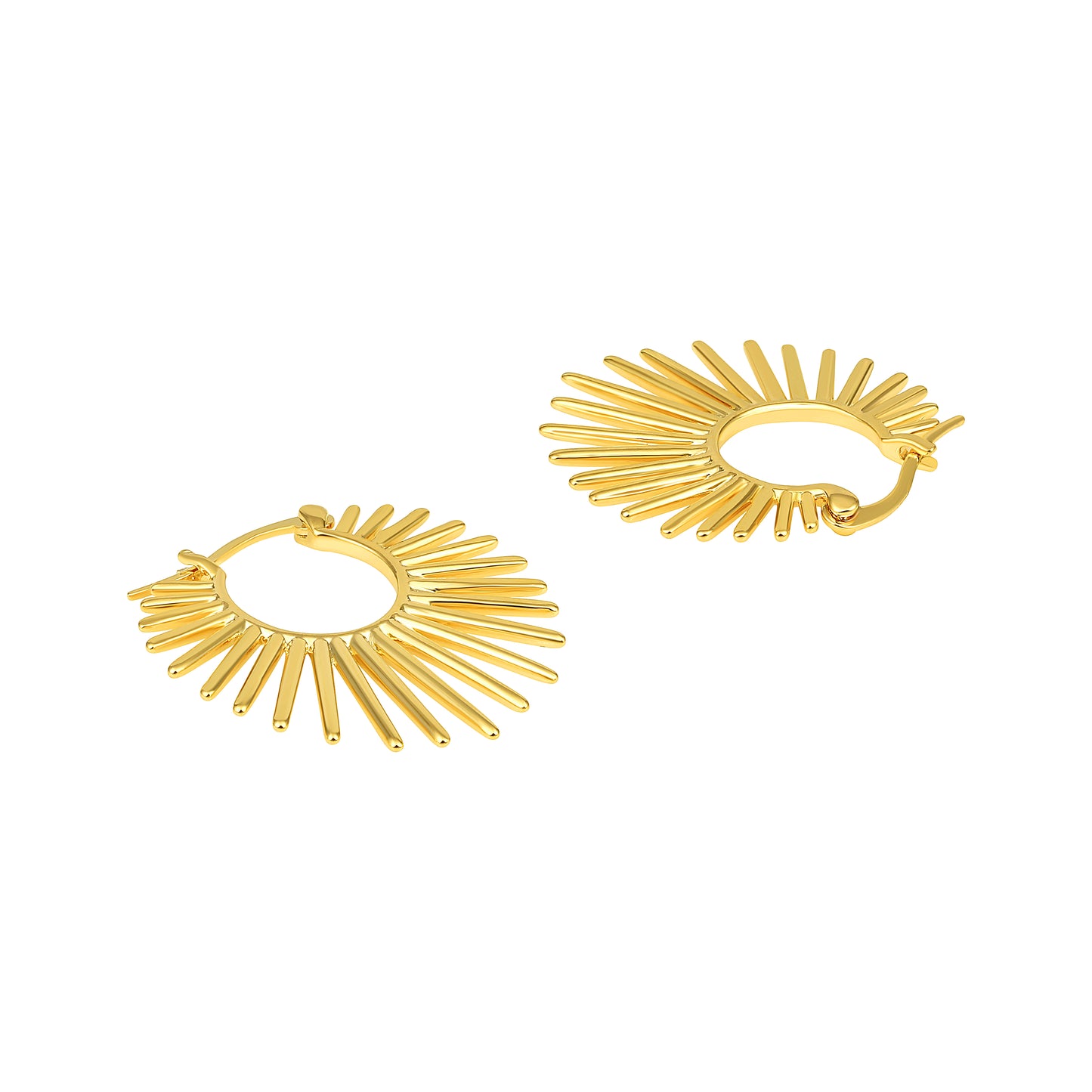 Chunky Sunburst Hoop 18KT Gold Plated Dangle Earring