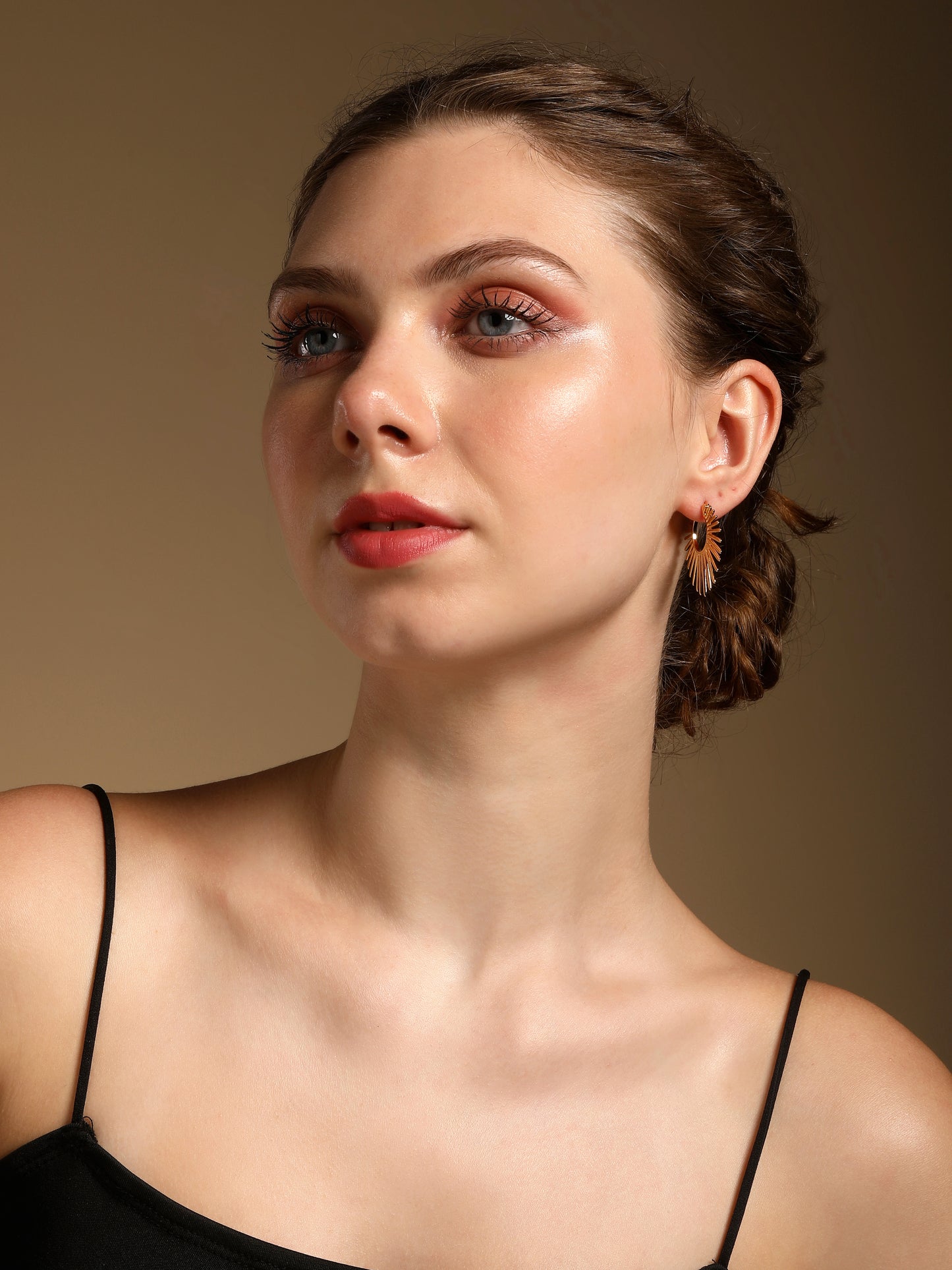 Chunky Sunburst Hoop 18KT Gold Plated Dangle Earring