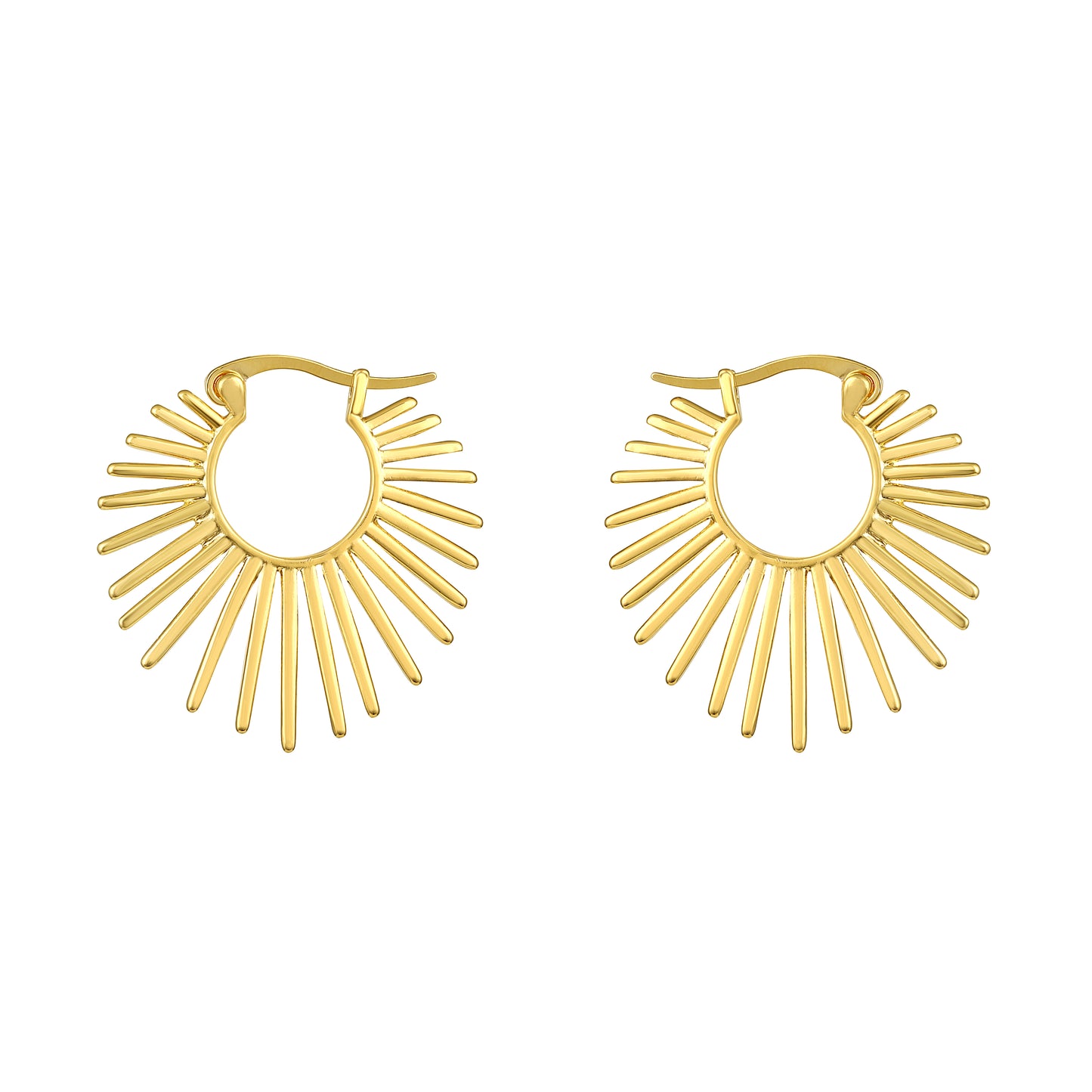 Chunky Sunburst Hoop 18KT Gold Plated Dangle Earring