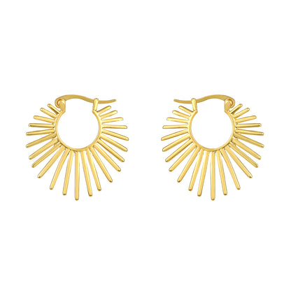 Chunky Sunburst Hoop 18KT Gold Plated Dangle Earring