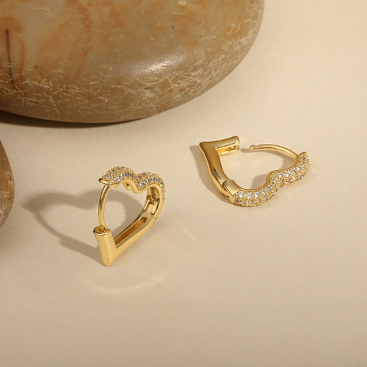 Heart Shape 18KT Gold Plated Zircon Drop Earring