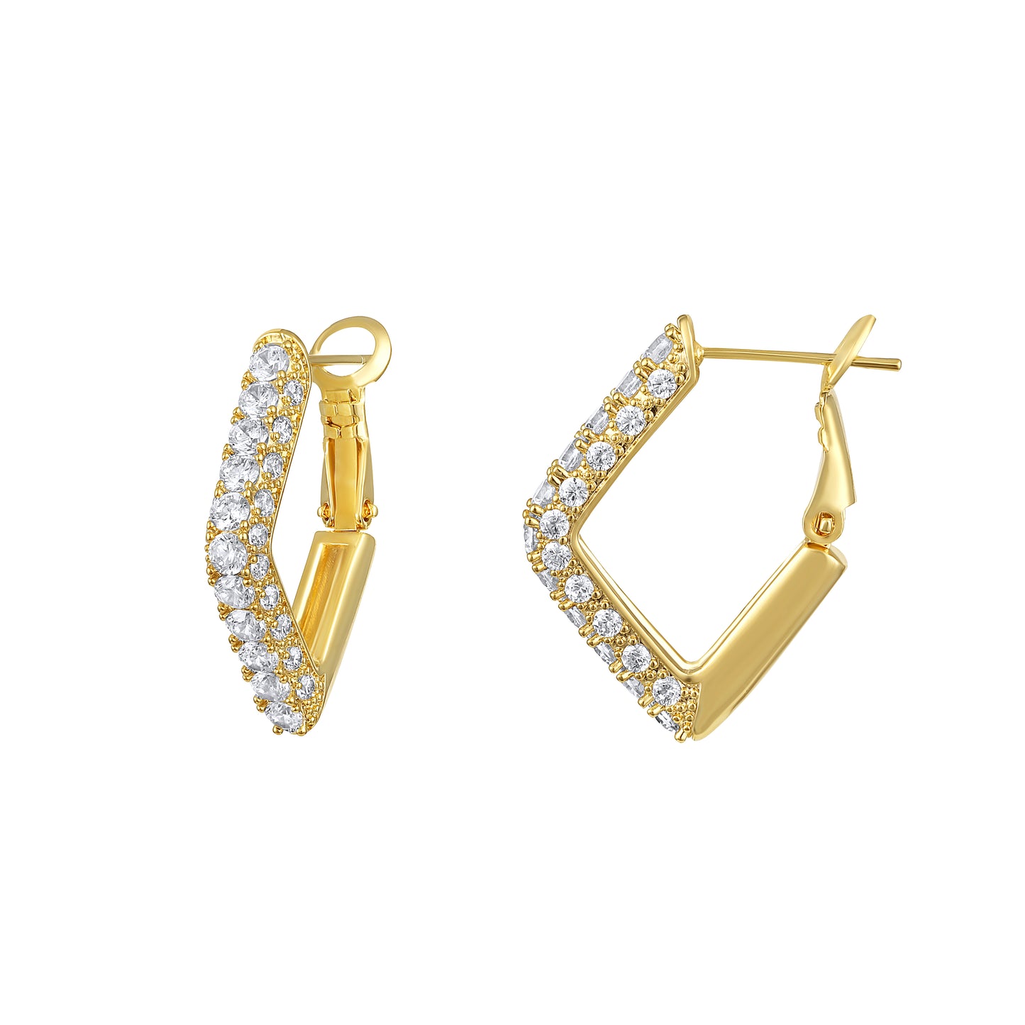 Rectangle Shape18KT Gold Plated Zircon Dangle Earring