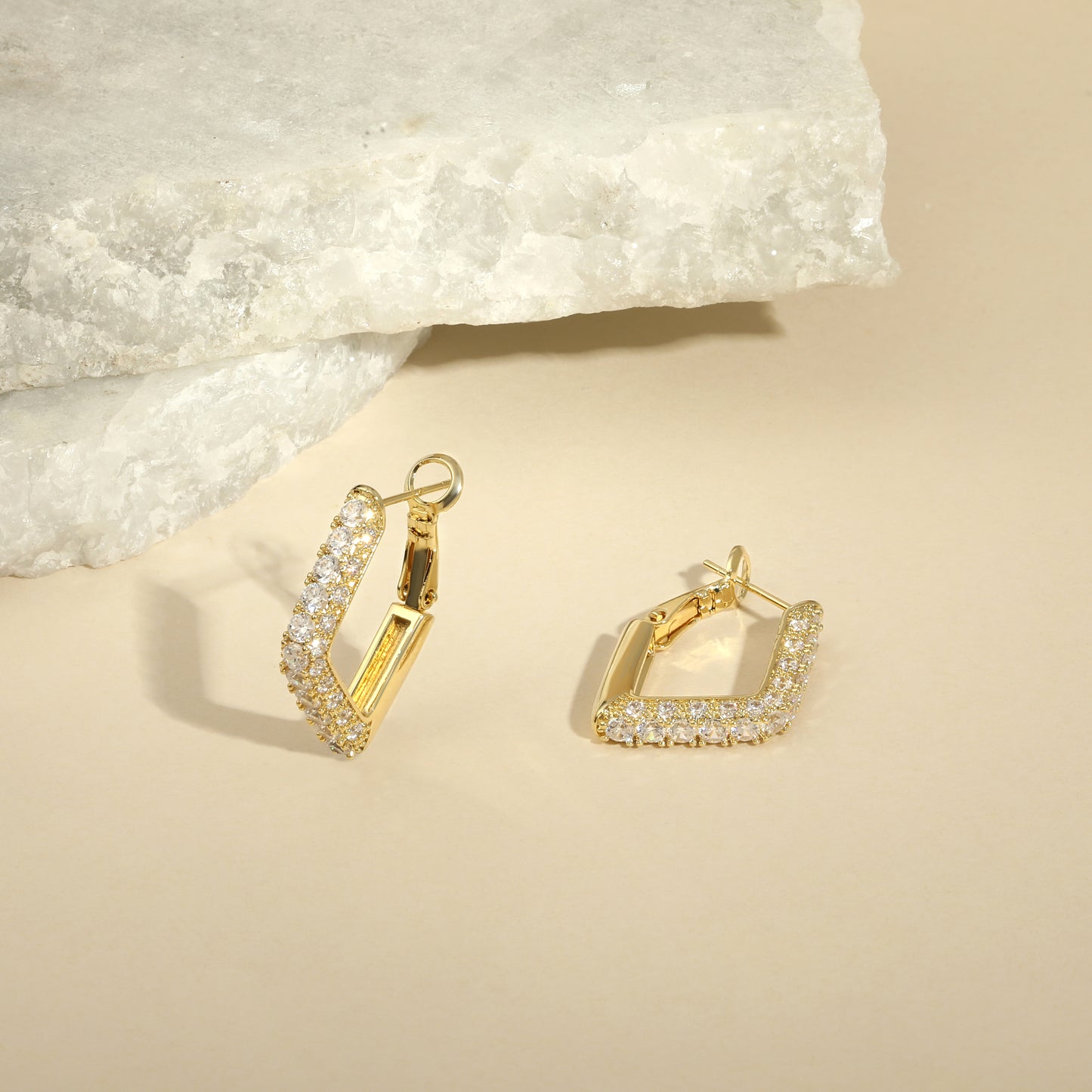 Rectangle Shape18KT Gold Plated Zircon Dangle Earring