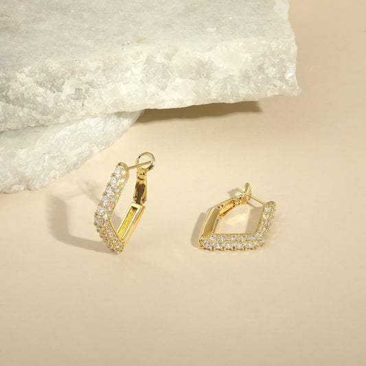 Rectangle Shape18KT Gold Plated Zircon Dangle Earring