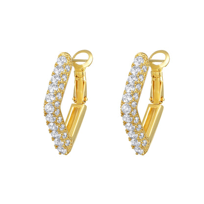 Rectangle Shape18KT Gold Plated Zircon Dangle Earring