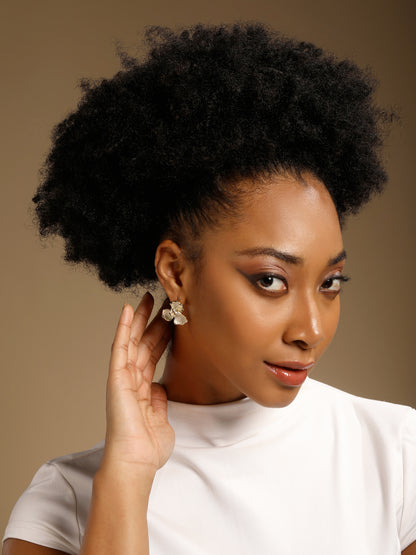 Bloom Flower Petal 18KT Gold Plated Zircon Statement Earring